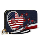 Gift For Mother,Gift For Grandma,Gift For Wife,Independence Day,Happy - Grandma's Little Sweethearts American - Personalized Leather Long Wallet