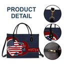 Gift For Mother, Gift For Grandma, Gift For Wife, Independence Day, Happy - Grandma's Little Sweethearts US Flag - Personalized Leather Bag