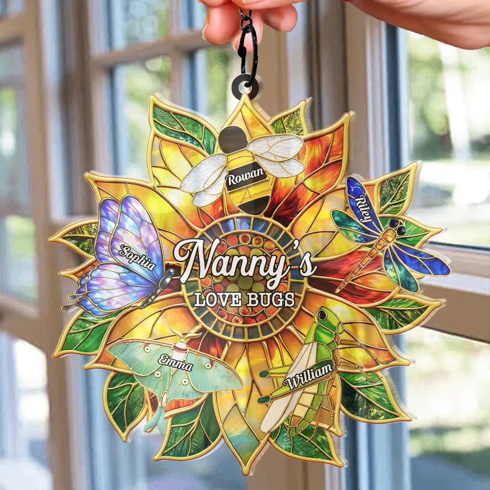Grandma's Love Bugs Stained Glass Effect - Personalized Window Hanging ...
