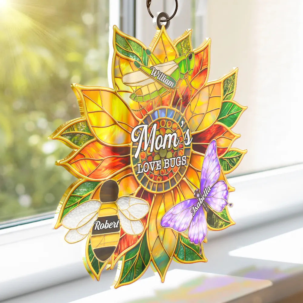 Grandma's Love Bugs Stained Glass Effect - Personalized Window Hanging ...