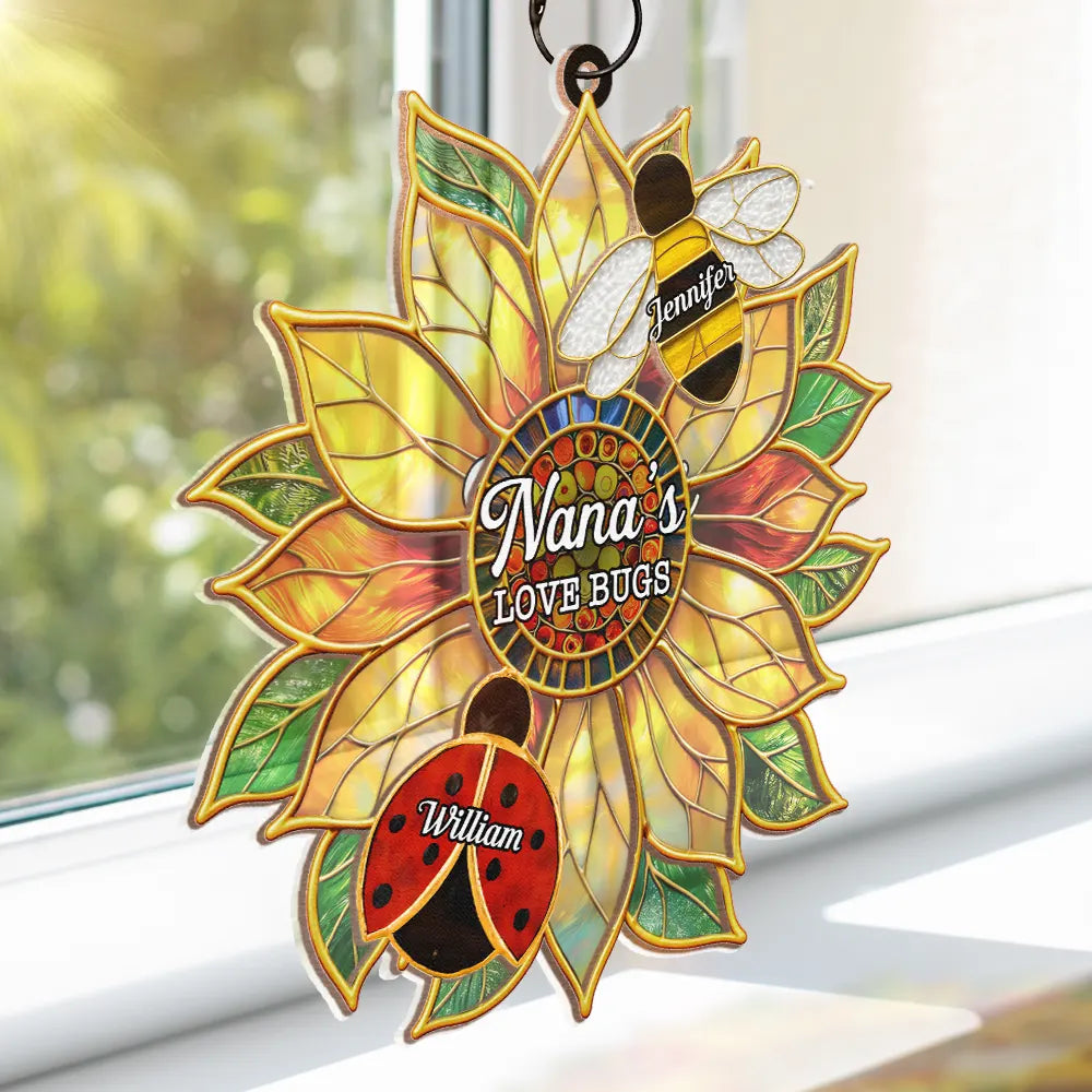 Grandma's Love Bugs Stained Glass Effect - Personalized Window Hanging ...