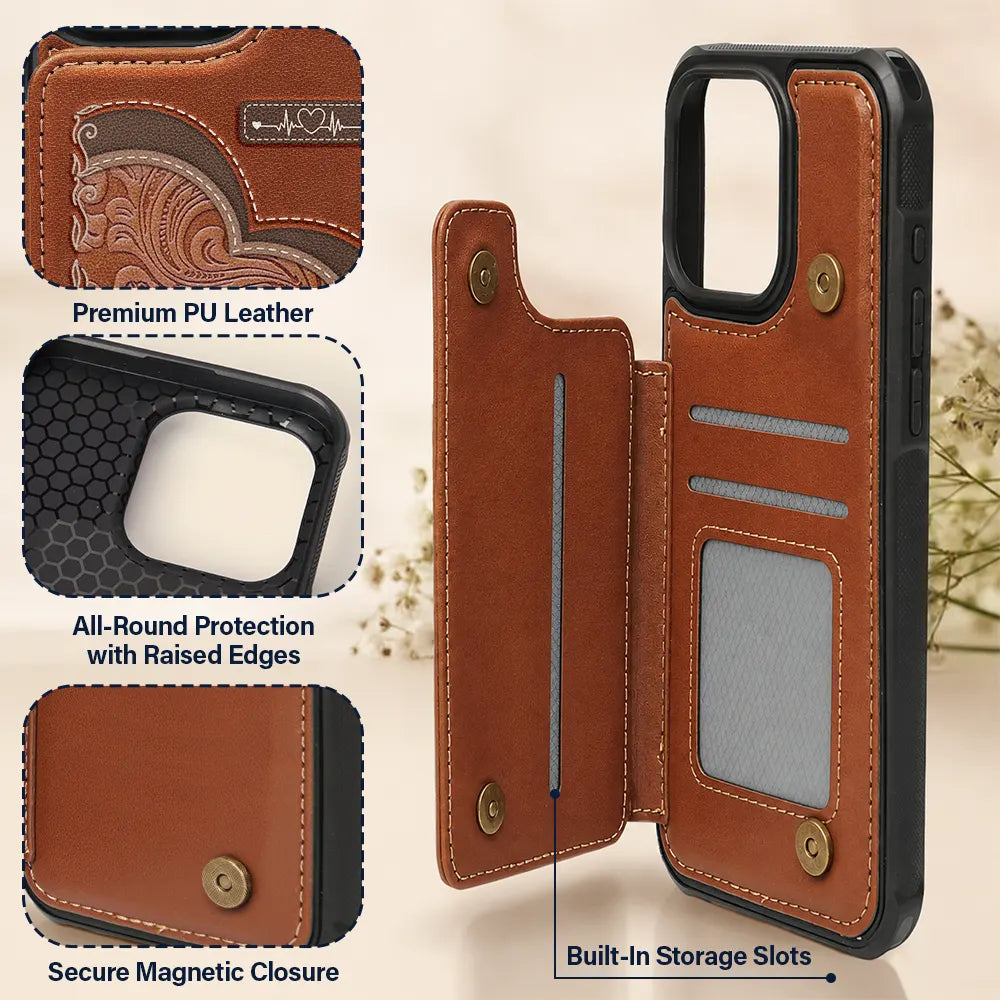 Gift For Mother,Gift For Grandma,Love - Grandma's Mom's Little Sweethearts - Personalized Leather Flip Wallet Phone Case
