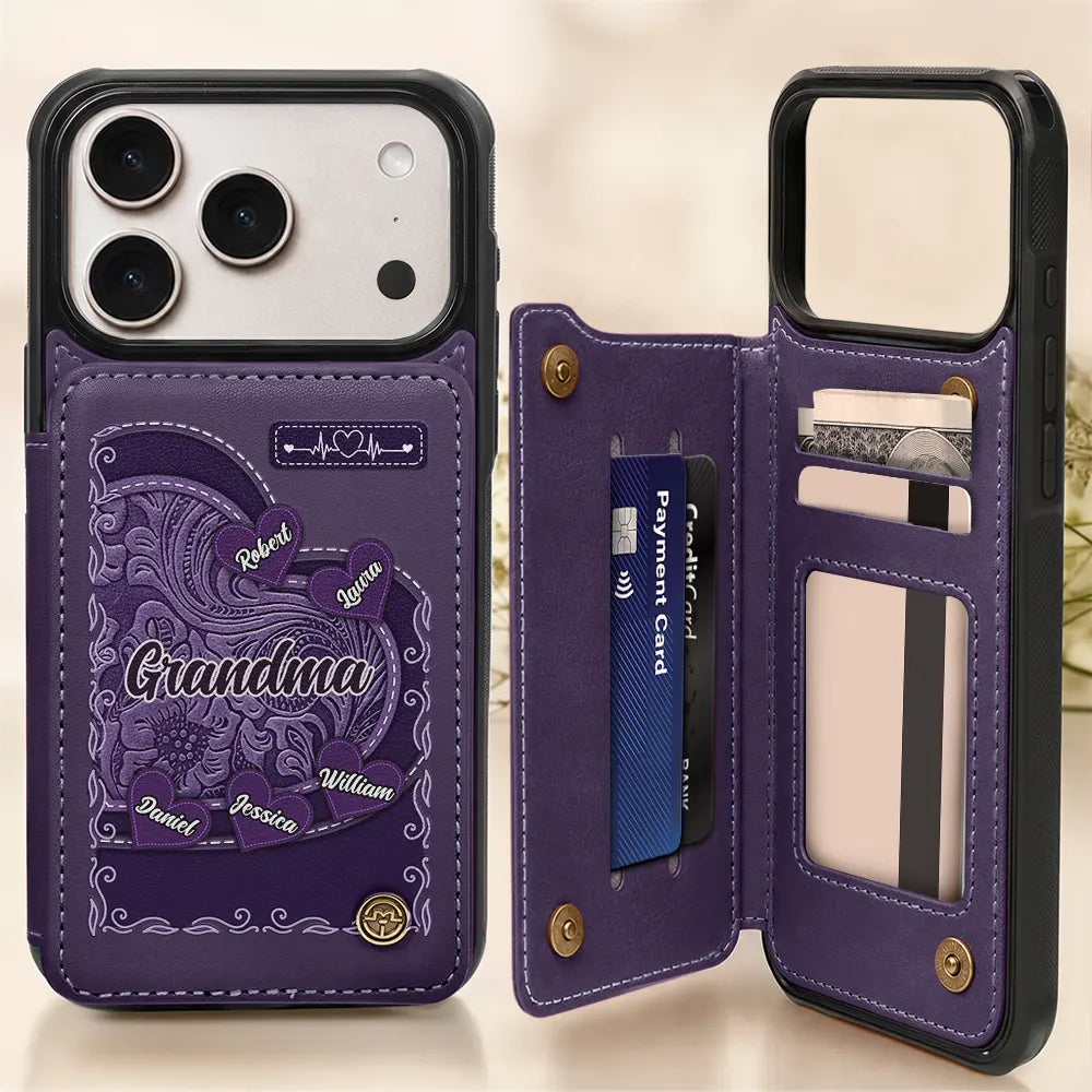 Grandma's Mom's Little Sweethearts - Personalized Leather Flip Wallet Phone Case
