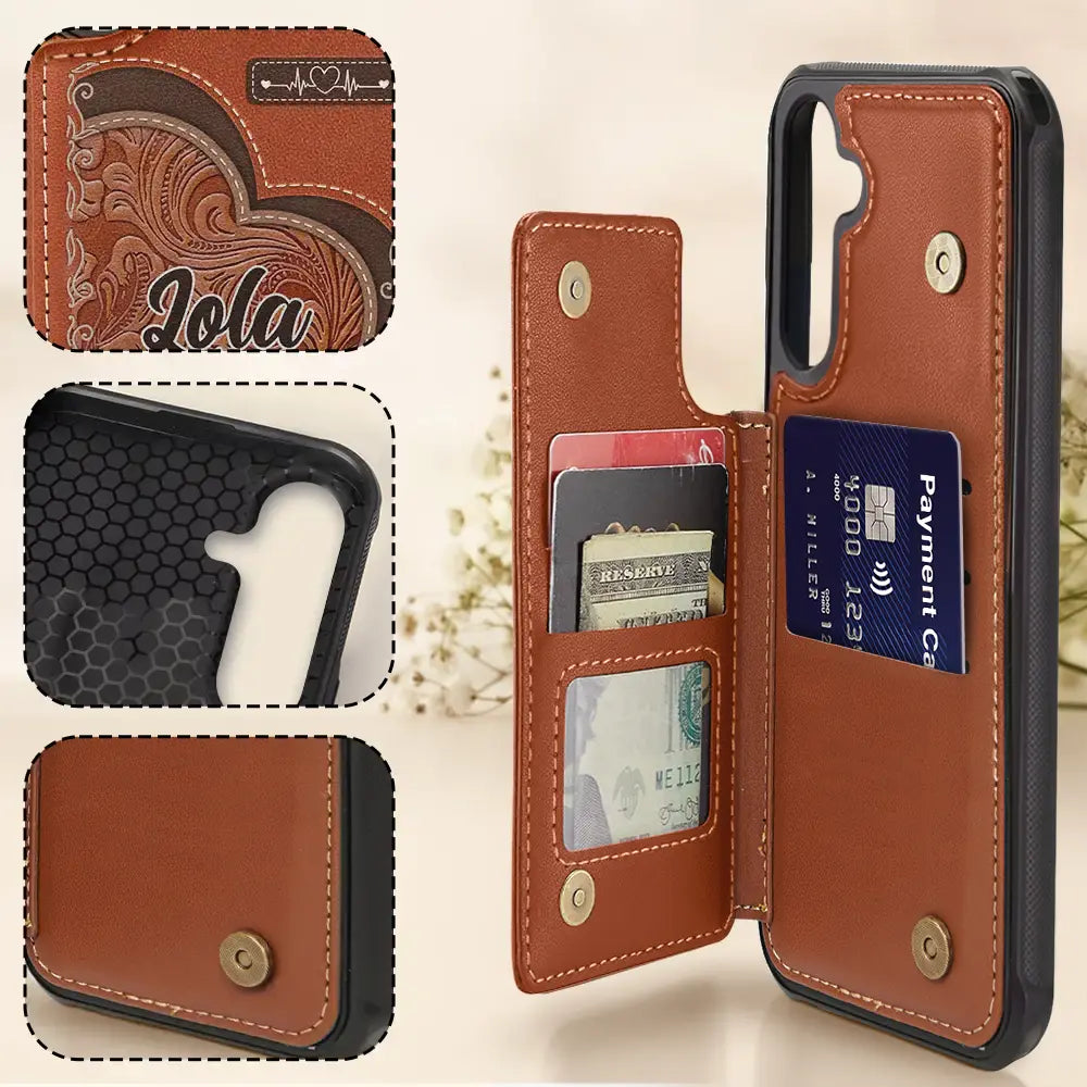 Gift For Women,Gift For Mother,Gift For Grandma,Single Mom,Love - Grandma's Mom's Little Sweethearts - Personalized Leather Flip Wallet Phone Case