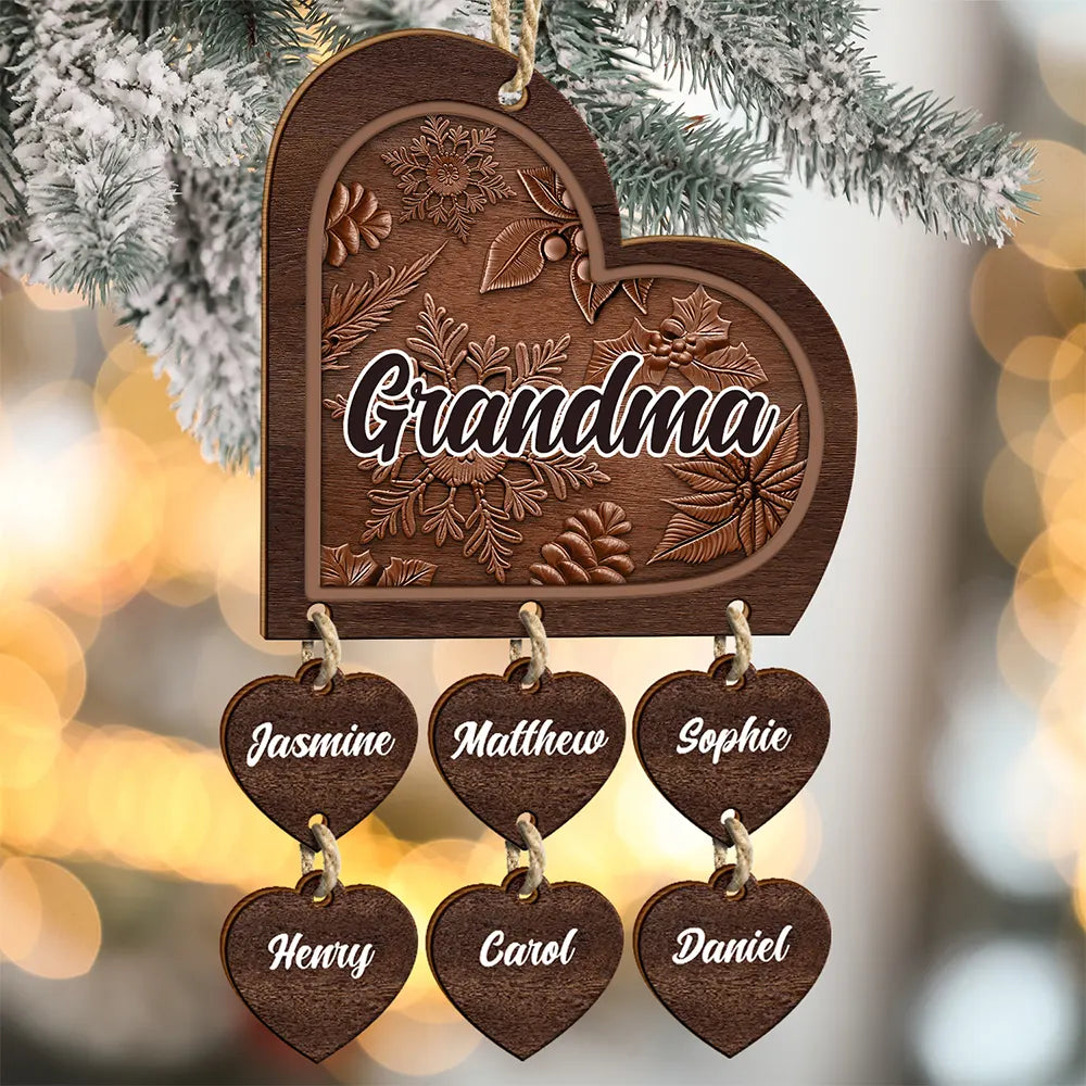Grandma's Mom's Little Sweethearts - Personalized Wooden Ornament With Wooden Tags