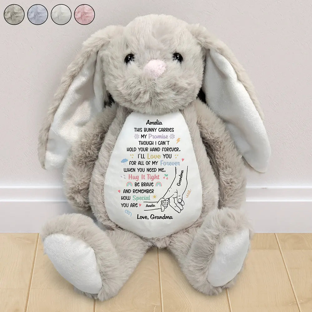 Grandpa,Grandkids,Grandma,Happy - Grandma's Promise To Hold Your Hand Tight - Personalized Soft Toy Bunny