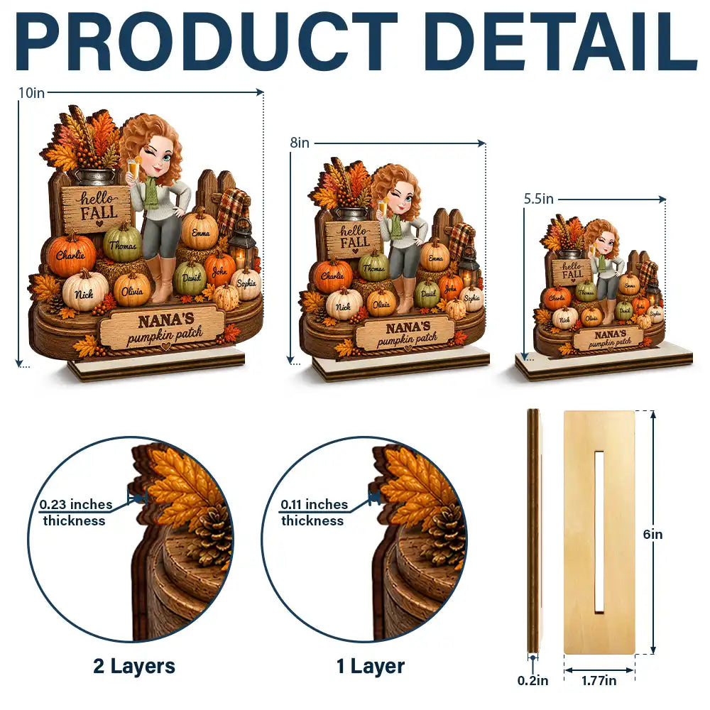 Top Market,Gift For Grandchildren,Gift For Grandkids,Gift For Grandma,Cozy,Grandma - Grandkids,Vector - Grandma's Pumpkin Patch Fall Vibes - Personalized Custom Shaped Wooden Plaque