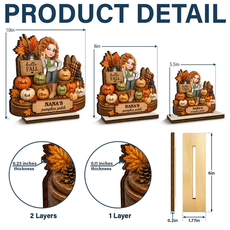 Top Market,Gift For Grandchildren,Gift For Grandkids,Gift For Grandma,Cozy,Grandma - Grandkids,Vector - Grandma's Pumpkin Patch Fall Vibes - Personalized Custom Shaped Wooden Plaque