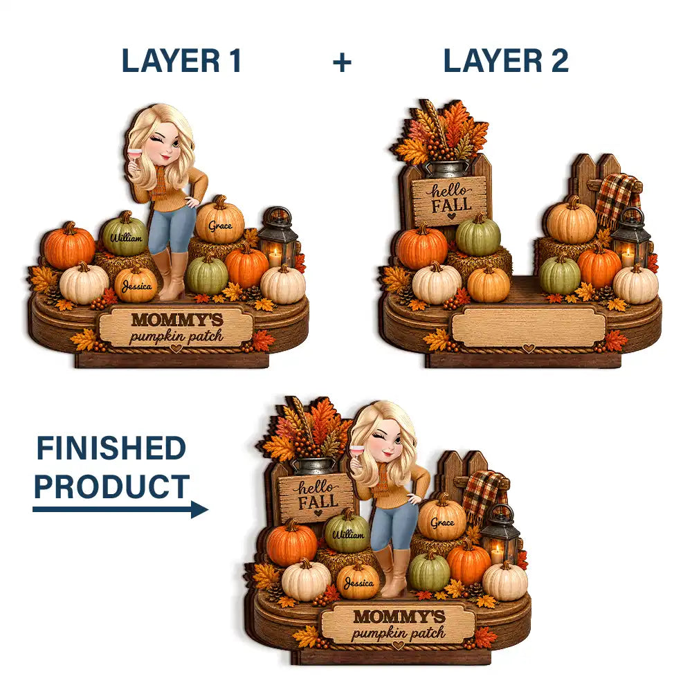 Top Market,Gift For Grandchildren,Gift For Grandkids,Gift For Grandma,Cozy,Grandma - Grandkids,Vector - Grandma's Pumpkin Patch Fall Vibes - Personalized Custom Shaped Wooden Plaque