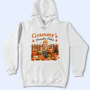 Gift For Grandchildren,Gift For Grandkids,Gift For Grandma,Cozy,Grandma - Grandkids,Vector - Grandma's Pumpkin Patch Fall Vibes - Personalized T Shirt