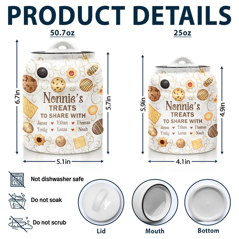 Gift For Mother,Gift For Grandma - Grandma's Treats - Personalized Cookie Jar
