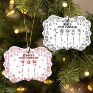 Gift For Grandma,Christmas - Grandma's Winter Wonderland - Personalized Medallion Ceramic Ornament