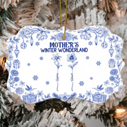 Gift For Grandma,Christmas - Grandma's Winter Wonderland - Personalized Medallion Ceramic Ornament