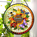 Gift For Grandma,Grandma - Grandkids,Grandma's Hobby,Gardening,Happy,Icon,Adorable - Grandma's Love Bugs Stained Glass Effect - Personalized Stained Glass Window Hanging Suncatcher