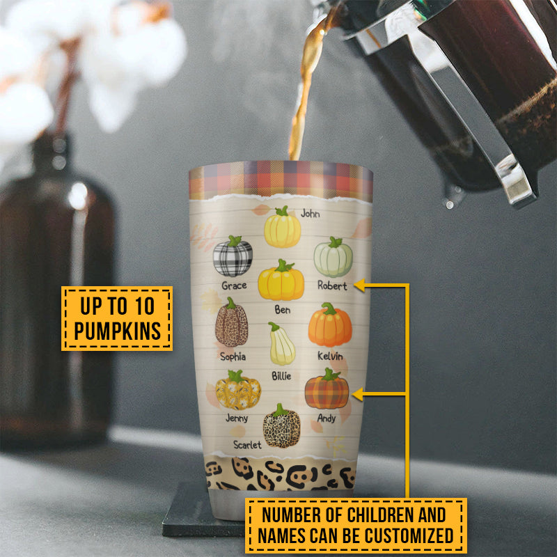 Grandmother Grandchildren Grandma's Little Pumpkins Family Fall Autumn Custom Tumbler