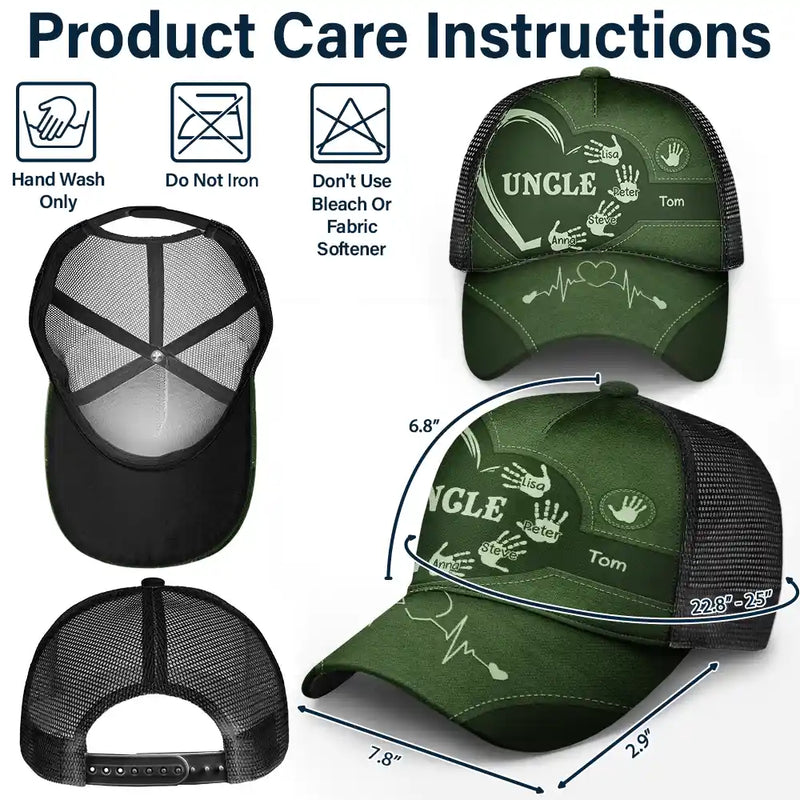 Gift For Father,Gift For Grandpa,Gift For Husband,Gift For Mother - Grandpa Dad Grandma Mom Kids Handprints - Personalized Mesh-back Casual Cap