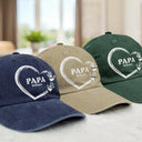 Gift For Grandpa,Gift For Husband,Gift For Father - Grandpa Dad Grandma Mom Kids Handprints - Personalized Vintage Washed Denim Cap