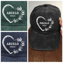 Gift For Grandpa,Gift For Husband,Gift For Father - Grandpa Dad Grandma Mom Kids Handprints - Personalized Vintage Washed Denim Cap