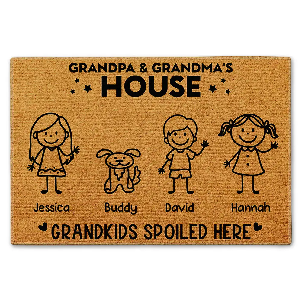 Grandpa & Grandma's House Grandkids Spoiled Here - Personalized Doormat