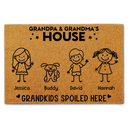 Gift For Grandpa,Gift For Grandma,Gift For Grandparents,Parents,Happy - Grandpa & Grandma's House Grandkids Spoiled Here - Personalized Doormat