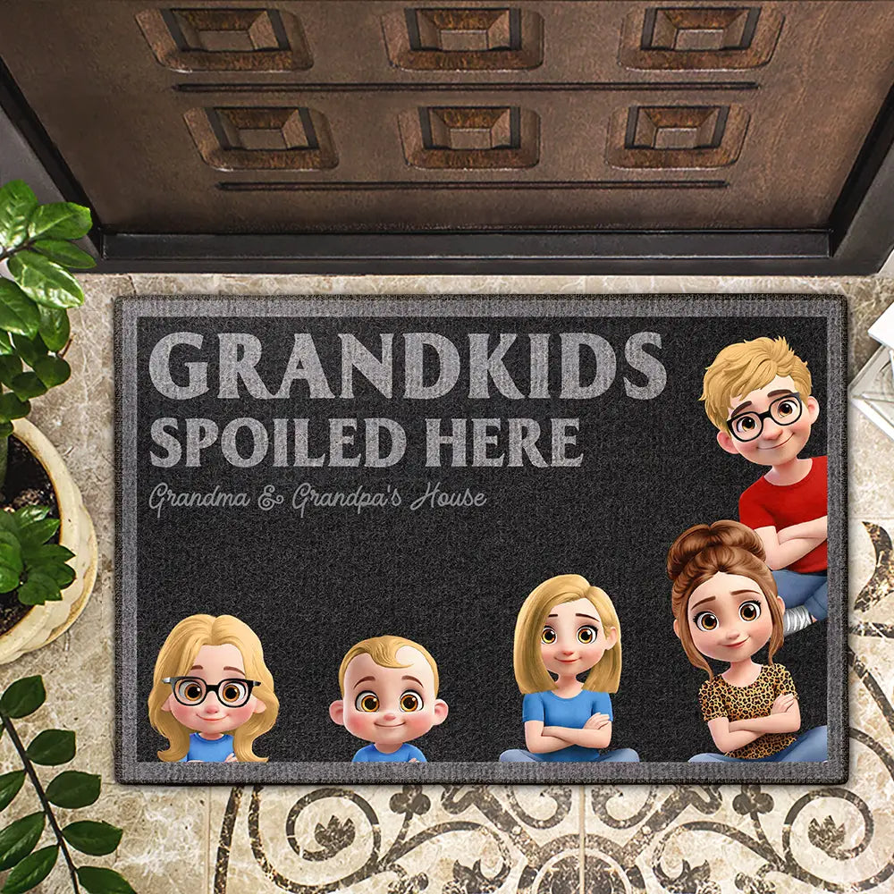 Gift For Grandma,Gift For Grandparents,Grandma - Grandkids,Happy - Grankids Spoiled Here Grandma House - Personalized Doormat