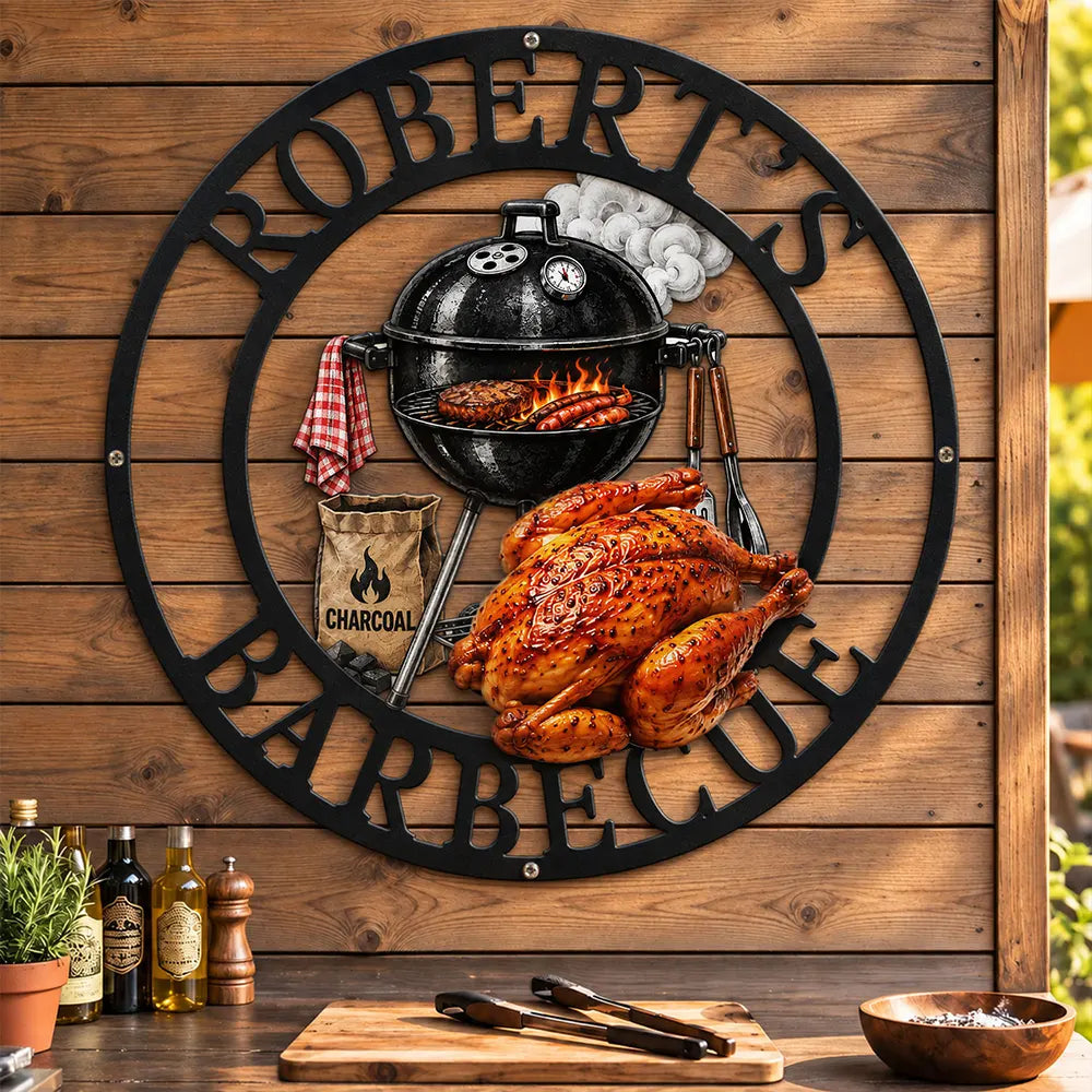 Top Market,Gift For Men,Gift For Yourself,Grilling,Icon,Happy - Grill & Chill Barbecue Gift For Husband Dad Grandpa - Personalized Custom Shaped Metal Sign
