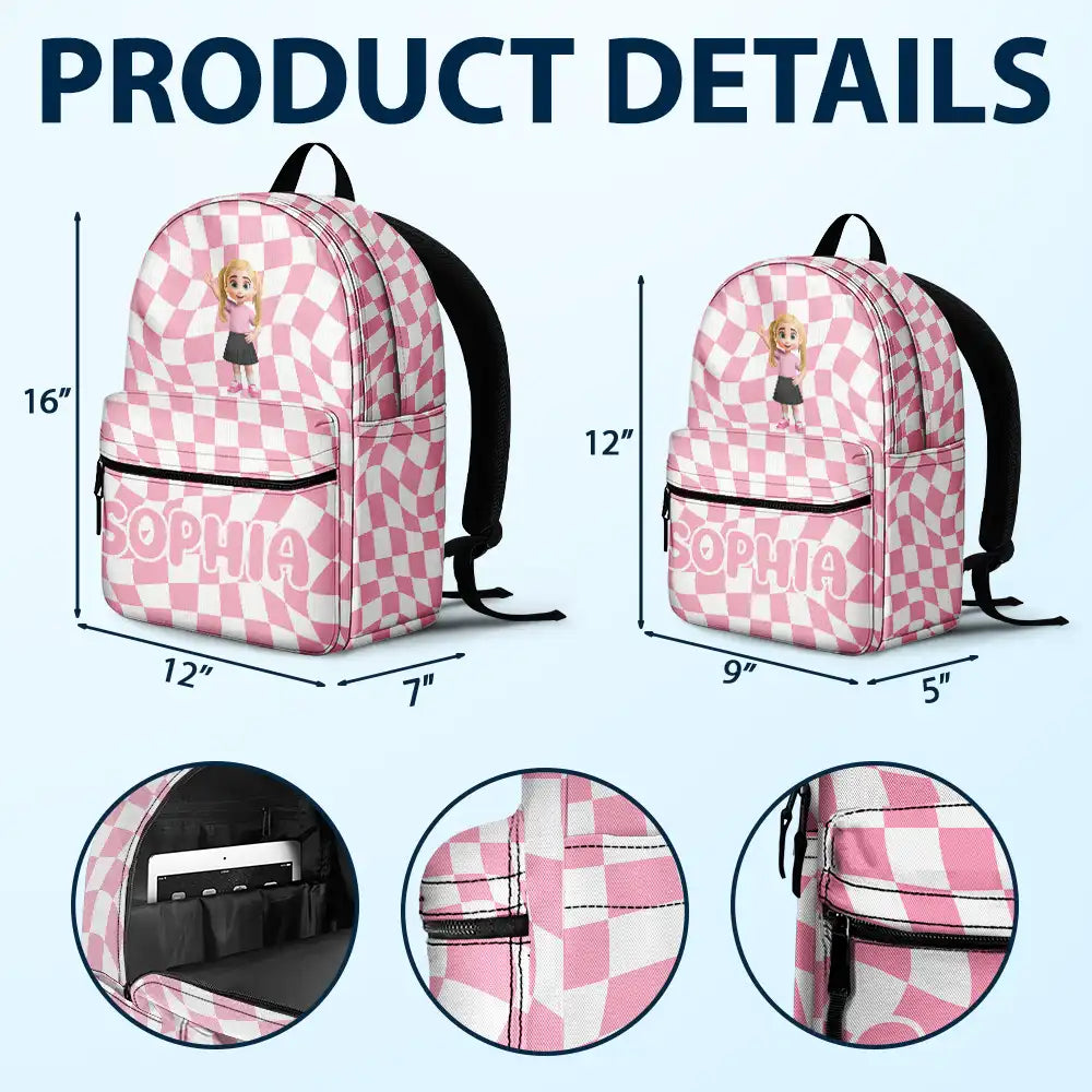 Back To School,Parents,Adorable,Vector - Groovy Stripe Kids & Name - Personalized Canvas Backpack
