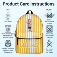Back To School,Parents,Adorable,Vector - Groovy Stripe Kids & Name - Personalized Canvas Backpack