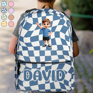 Back To School,Parents,Adorable,Vector - Groovy Stripe Kids & Name - Personalized Canvas Backpack