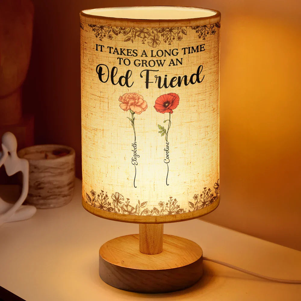 Happy,Gift For Bestie,Old Best friends,Gifts For Colleagues,Gift For Sisters - Grow An Old Friend Birth Flower - Personalized Fabric Lamp