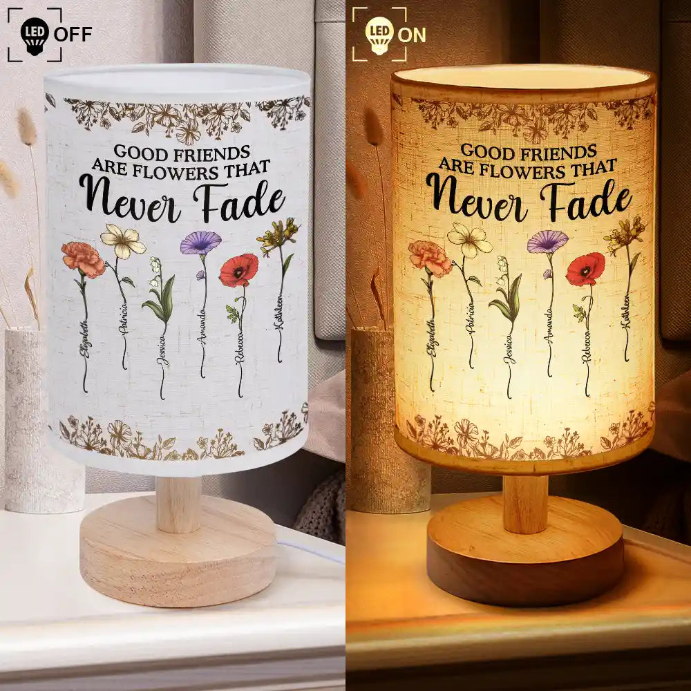 Happy,Gift For Bestie,Old Best friends,Gifts For Colleagues,Gift For Sisters - Grow An Old Friend Birth Flower - Personalized Fabric Lamp