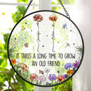 Grow An Old Friend Birth Flower - Personalized Stained Glass Window Hanging Suncatcher