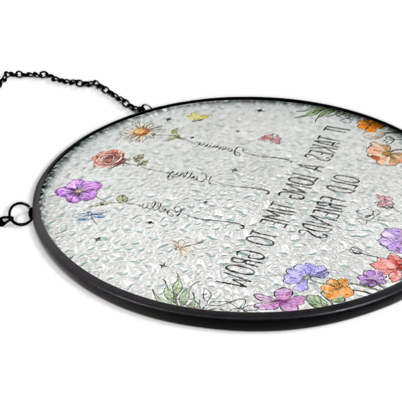 Grow An Old Friend Birth Flower - Personalized Stained Glass Window Hanging Suncatcher