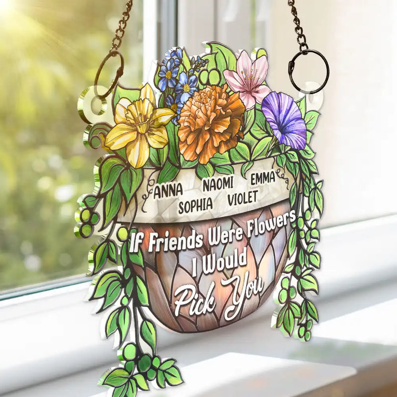 Happy,Gift For Bestie,Old Best friends,Gift For Sisters,Christmas - Grow An Old Friend Birth Flower - Personalized Window Hanging Suncatcher Ornament