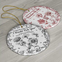 Happy,Gift For Bestie,Old Best friends,Gift For Sisters,Christmas - Grow An Old Friend Toile Birth Flower - Personalized Circle Ceramic Ornament