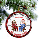 Gift For Couples, Old Couples, Gift For Wife, Gift For Husband, Christmas, Happy - Growing Old Together - Personalized Circle Ceramic Ornament