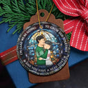 Christmas,Gift For Couples,Gift For Husband,Gift For Wife,Gift For Boyfriend,Gift For Girlfriend,Happy - Growing Old Together Side View Couple - Personalized Circle Glass Ornament