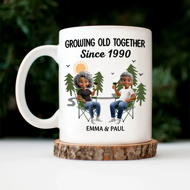 Gift For Couples, Old Couples, Gift For Husband, Gift For Wife, Happy - Growing Old Together Since - Personalized Mug