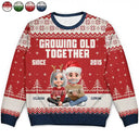 Christmas,Gift For Couples,Old Couples,Gift For Husband,Gift For Wife,Gift For Boyfriend,Happy - Growing Old Together Since 3D Couple - Personalized Unisex Ugly Sweater