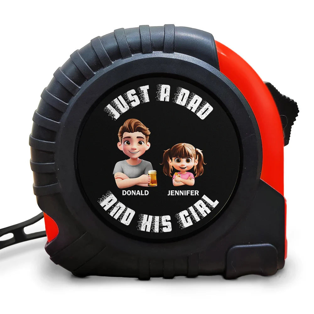 Grunge Style Just A Dad And His Girl - Personalized Tape Measure