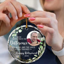 Happy,Retirement,Parents,Gift For Grandparents,Christmas - Custom Photo Never Underestimate The Difference You Made Retirement - Personalized Circle Glass Ornament
