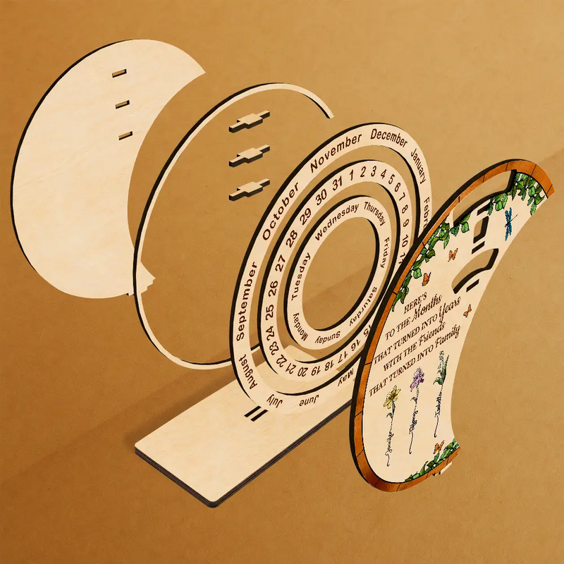 Gift For Bestie,Christmas,Love - Friends That Turned Into Family Birth Flower Bestie - Personalized Spinning Perpetual Desk Calendar