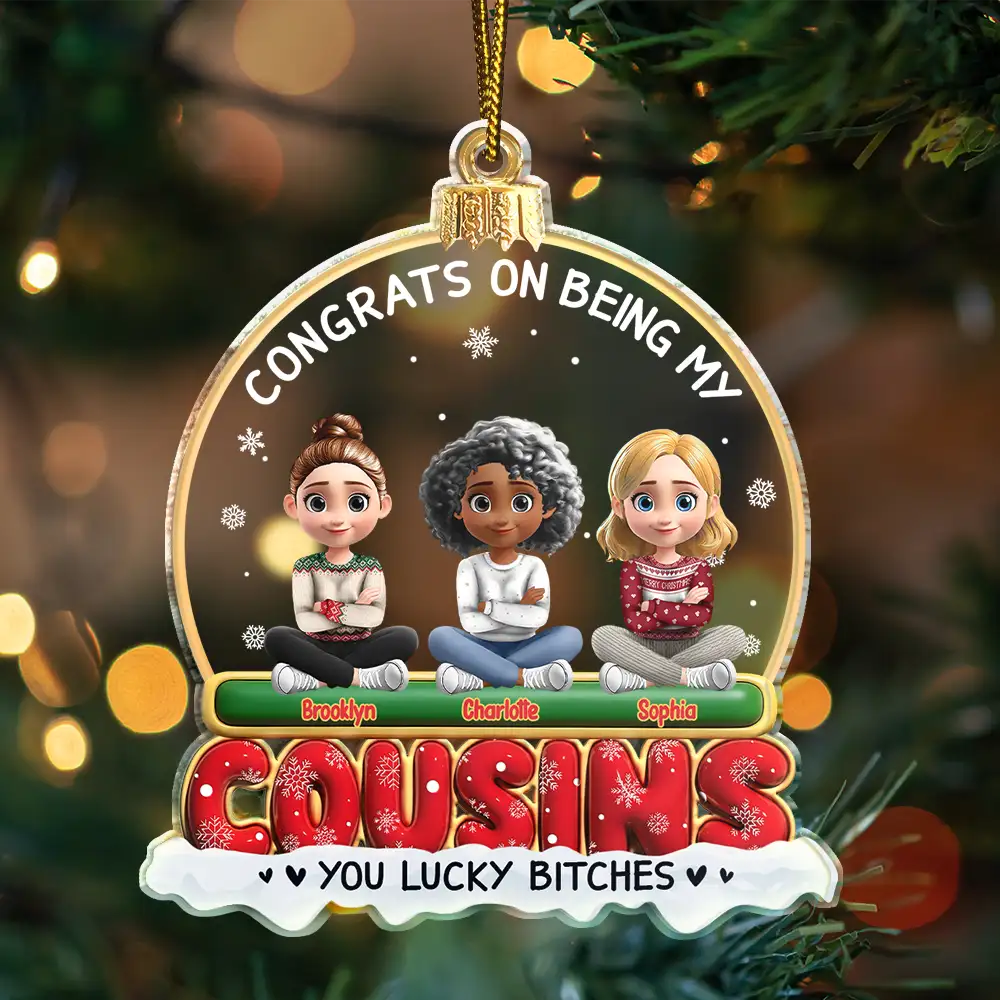 Gift For Bestie,Christmas,Happy,Gift For Sisters,Gift For Brothers,Gift For Sibling,Cousin - Congrats On Being My Besties Friends Siblings 3D Effect - Personalized Custom Shaped Acrylic Ornament