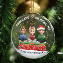 Gift For Bestie,Christmas,Happy,Gift For Sisters,Gift For Brothers,Gift For Sibling,Cousin - Congrats On Being My Besties Friends Siblings 3D Effect - Personalized Circle Glass Ornament