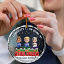Gift For Bestie,Christmas,Happy,Gift For Sisters,Gift For Brothers,Gift For Sibling,Cousin - Congrats On Being My Besties Friends Siblings 3D Effect - Personalized Circle Glass Ornament