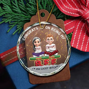 Gift For Bestie,Christmas,Happy,Gift For Sisters,Gift For Brothers,Gift For Sibling,Cousin - Congrats On Being My Besties Friends Siblings 3D Effect - Personalized Circle Glass Ornament