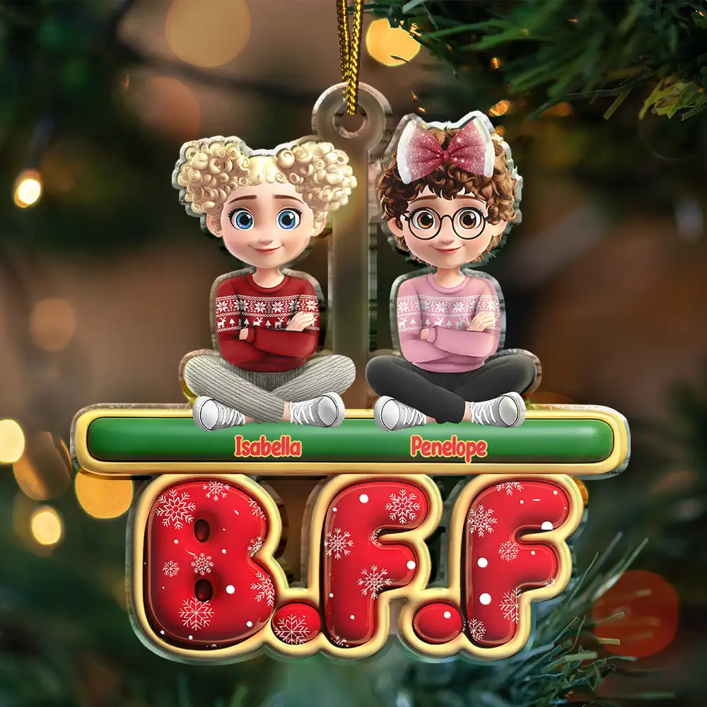 Christmas,Happy,Gift For Sisters,Gift For Brothers,Gift For Sibling,Cousin,Family - Family Sisters Brothers Siblings Cousins Forever 3D Effect - Personalized Custom Shaped Acrylic Ornament