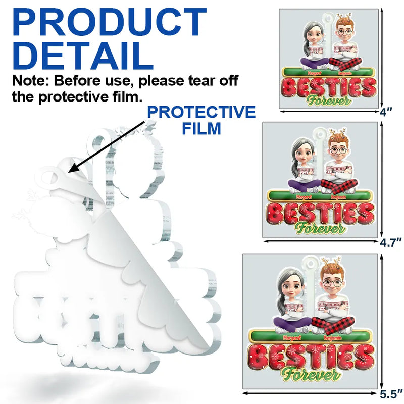 Christmas,Happy,Gift For Sisters,Gift For Brothers,Gift For Sibling,Cousin,Family - Family Sisters Brothers Siblings Cousins Forever 3D Effect - Personalized Custom Shaped Acrylic Ornament