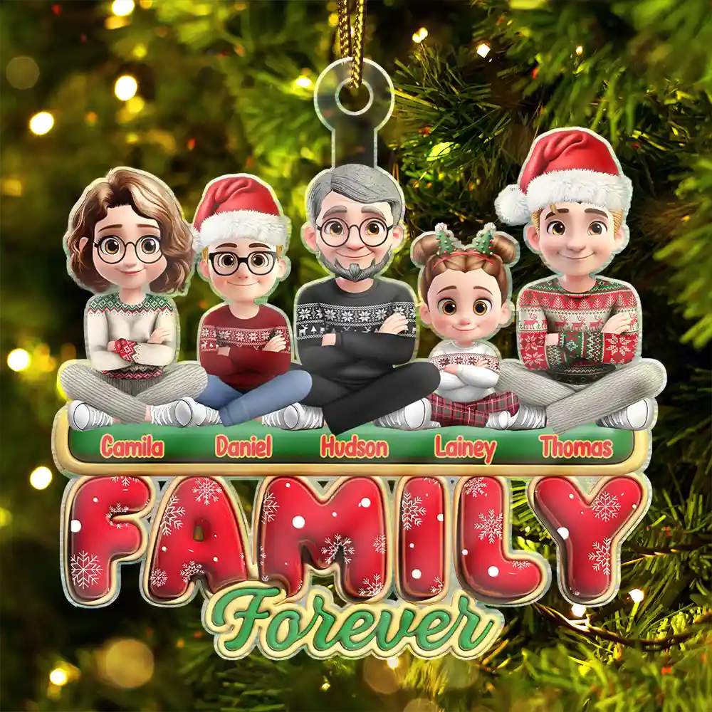 Family Sisters Brothers Siblings Cousins Forever 3D Effect - Personalized Custom Shaped Acrylic Ornament