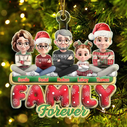 Family Sisters Brothers Siblings Cousins Forever 3D Effect - Personalized Custom Shaped Acrylic Ornament